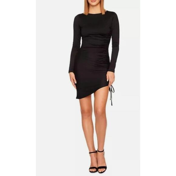 NWT Women's Susana Monaco Ruched Side Tie Mini Dress in Black size M Minimalist - Picture 1 of 7
